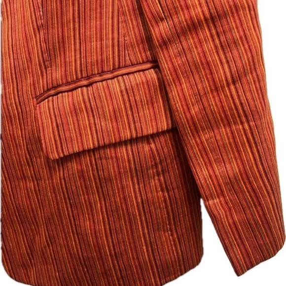GIANNI Linen Petite Orange Striped Blazer Size 8 Imported Fabric Vintage - Picture 5 of 9